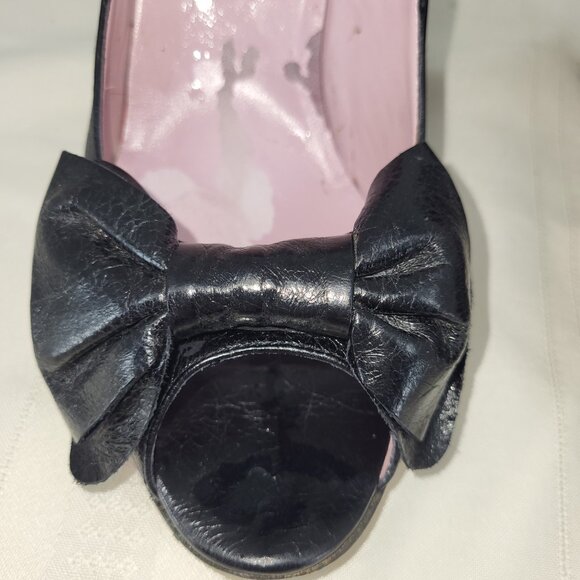 RED VALENTINO Black Peep Toe Bow Heels - Picture 4 of 11